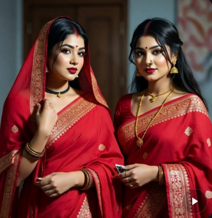 লাল শাড়ি পরা মেয়েদের পিক