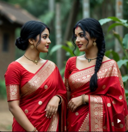 লাল শাড়ি পরা মেয়েদের পিক