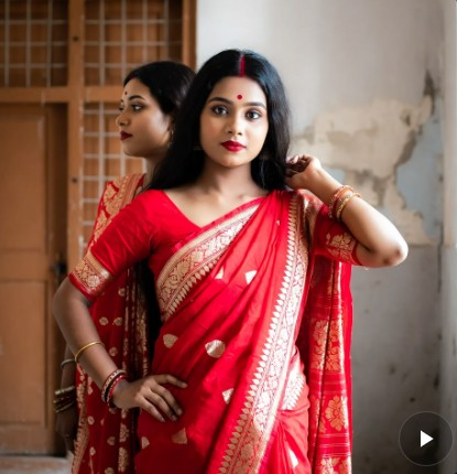লাল শাড়ি পরা মেয়েদের পিক