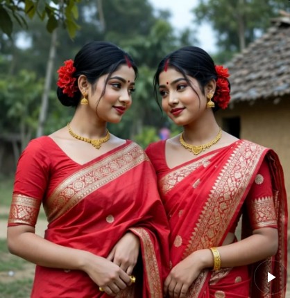 লাল শাড়ি পরা মেয়েদের পিক