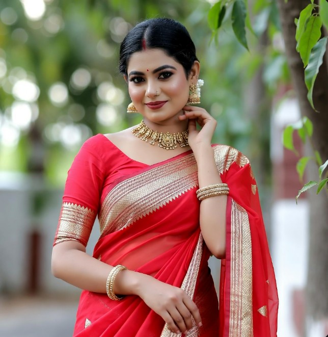 লাল শাড়ি পরা মেয়েদের পিক