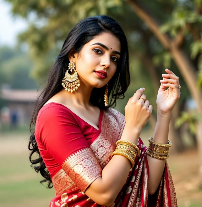 লাল শাড়ি পরা মেয়েদের পিক