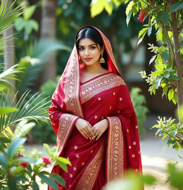 লাল শাড়ি পরা মেয়েদের পিক