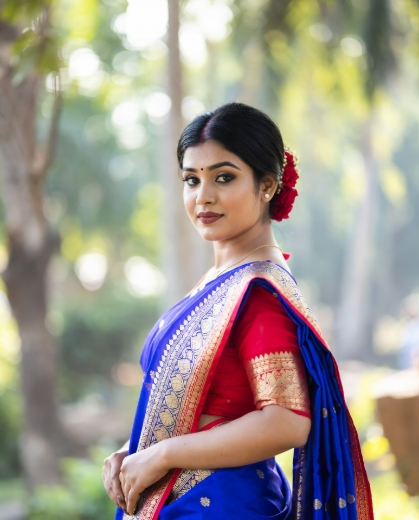 নীল শাড়ি পরা মেয়েদের পিক