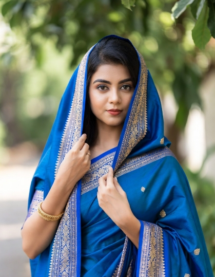 নীল শাড়ি পরা মেয়েদের পিক