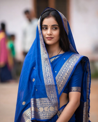 নীল শাড়ি পরা মেয়েদের পিক