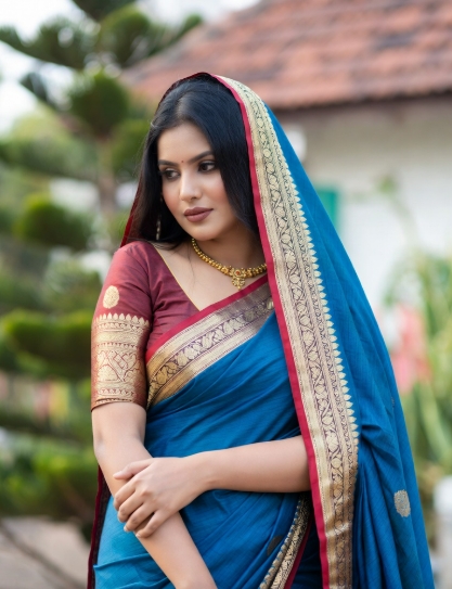 নীল শাড়ি পরা মেয়েদের পিক