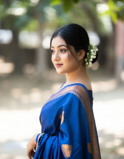 নীল শাড়ি পরা মেয়েদের পিক