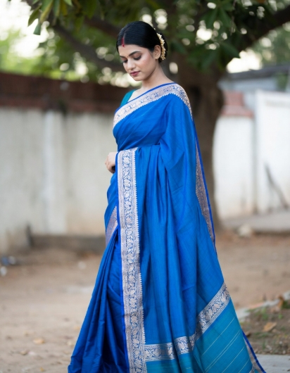 নীল শাড়ি পরা মেয়েদের পিক