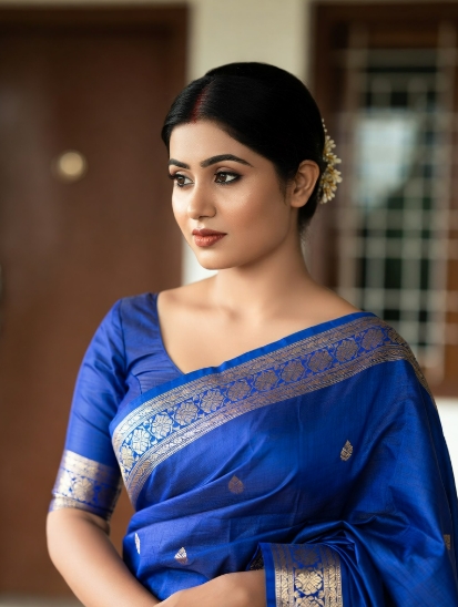 নীল শাড়ি পরা মেয়েদের পিক