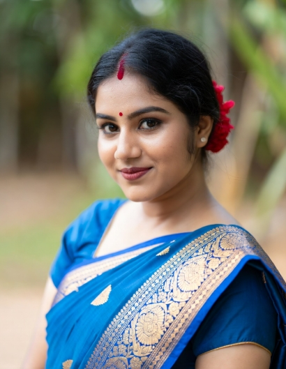 নীল শাড়ি পরা মেয়েদের পিক