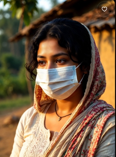 গ্রামের মেয়েদের পিক মাস্ক পরা
