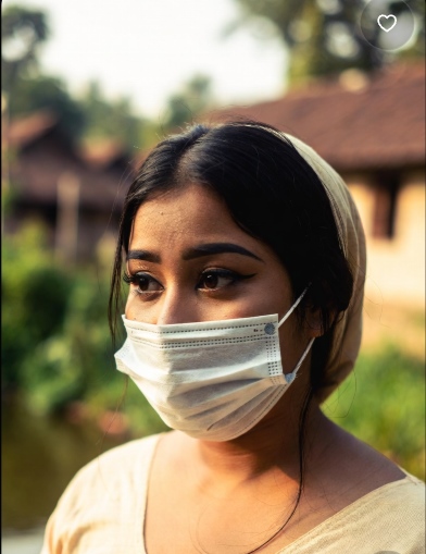 গ্রামের মেয়েদের পিক মাস্ক পরা