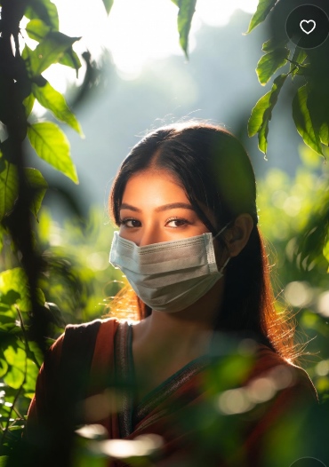 গ্রামের মেয়েদের পিক মাস্ক পরা